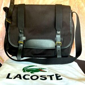 Lacoste black crossbody laptop bag